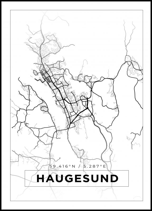 Mapa - Haugesund - Cartaz Branco