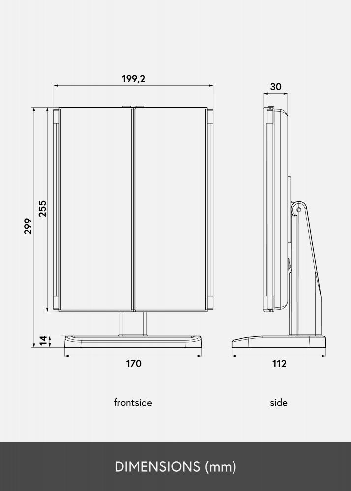 KAILA Espelho para toucador Fold II Branco - 38x25 cm