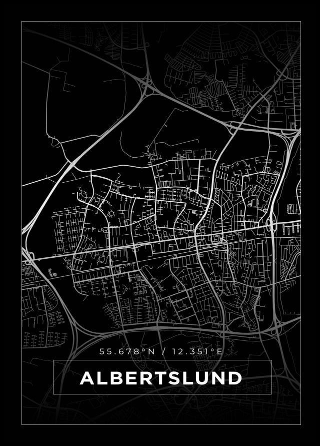 Mapa - Albertslund - Cartaz Preto