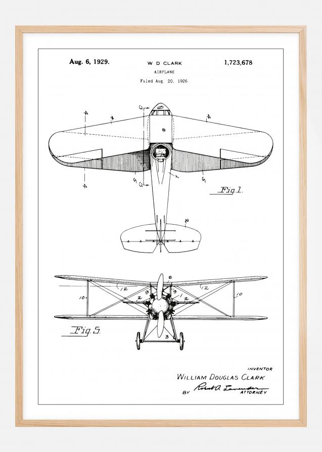 Desenho de patentes - Avião - Branco Póster