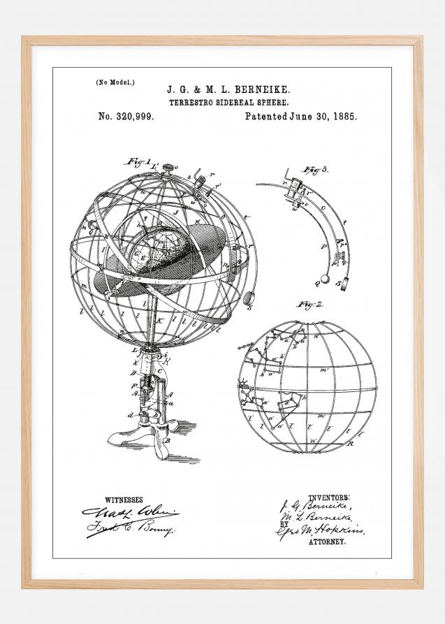 Desenho de patentes - Modelo astronómico - Branco Póster