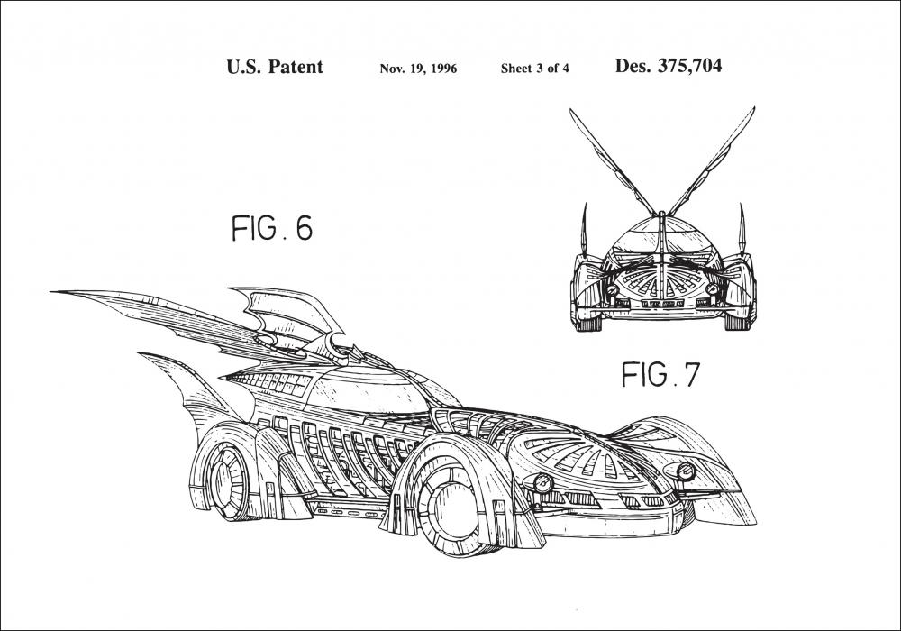 Desenho de patentes - Batman - Batmobile 1996 III Pster