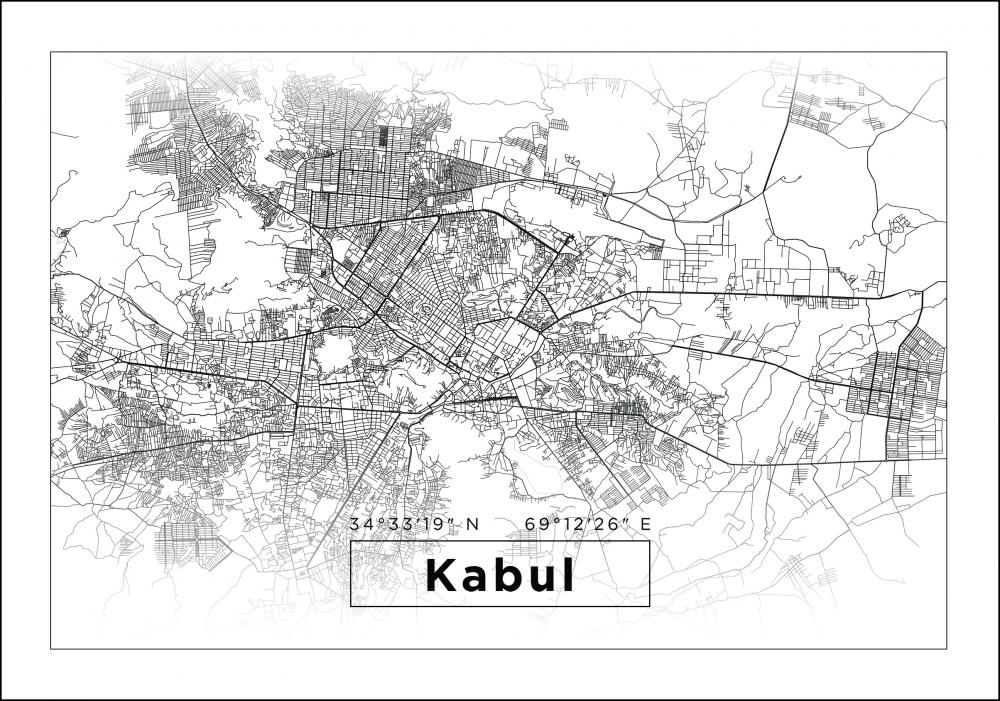 Mapa - Kabul - Branco Pster