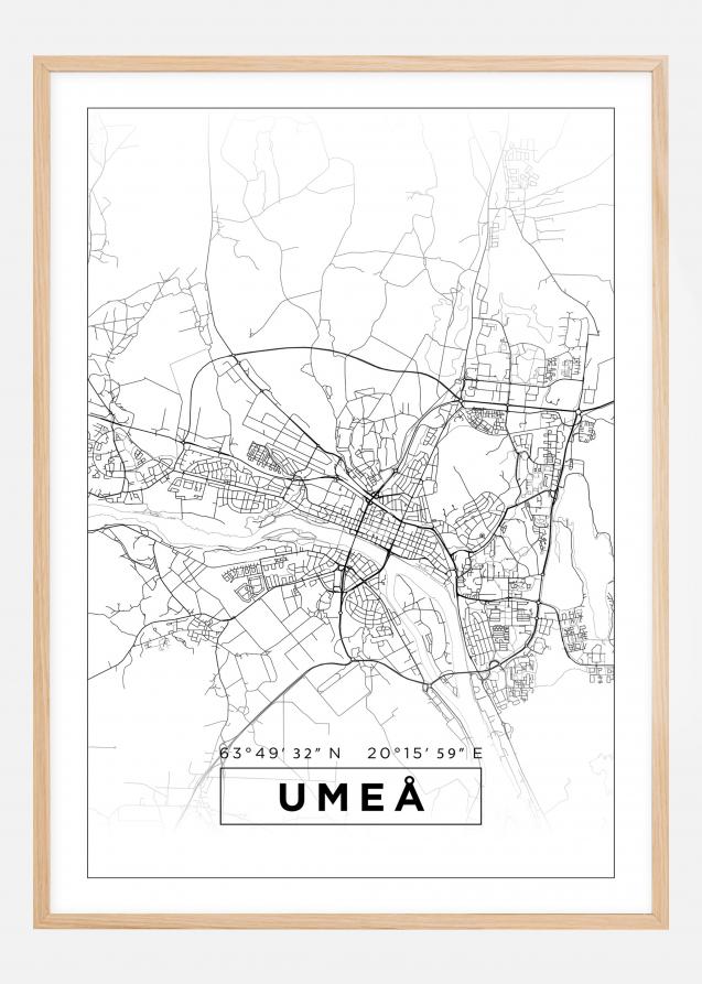 Mapa - Umeå - Cartaz Branco