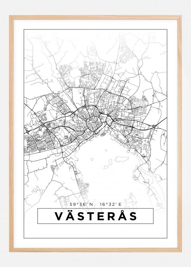 Mapa - Västerås - Cartaz Branco