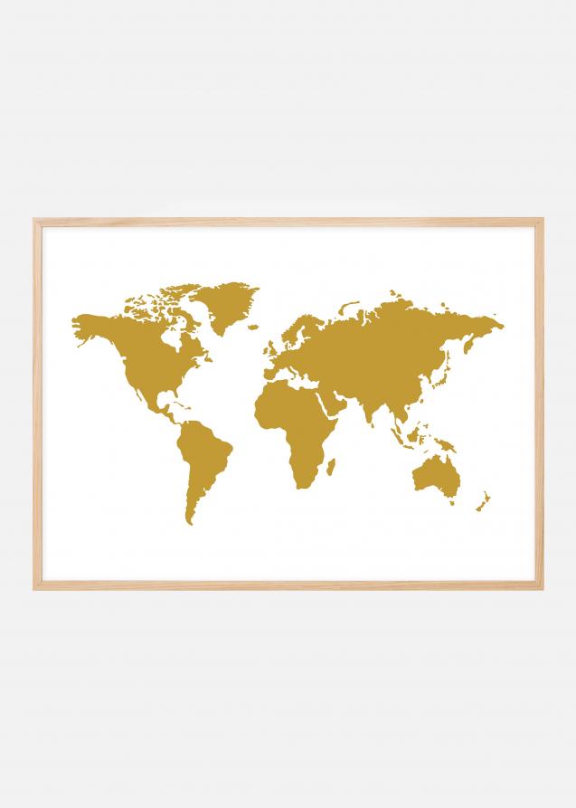 Mapa-mundo Dourado Póster