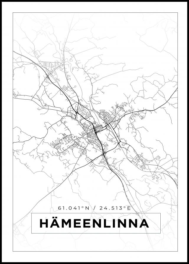 Mapa - Hämeenlinna - Cartaz Branco