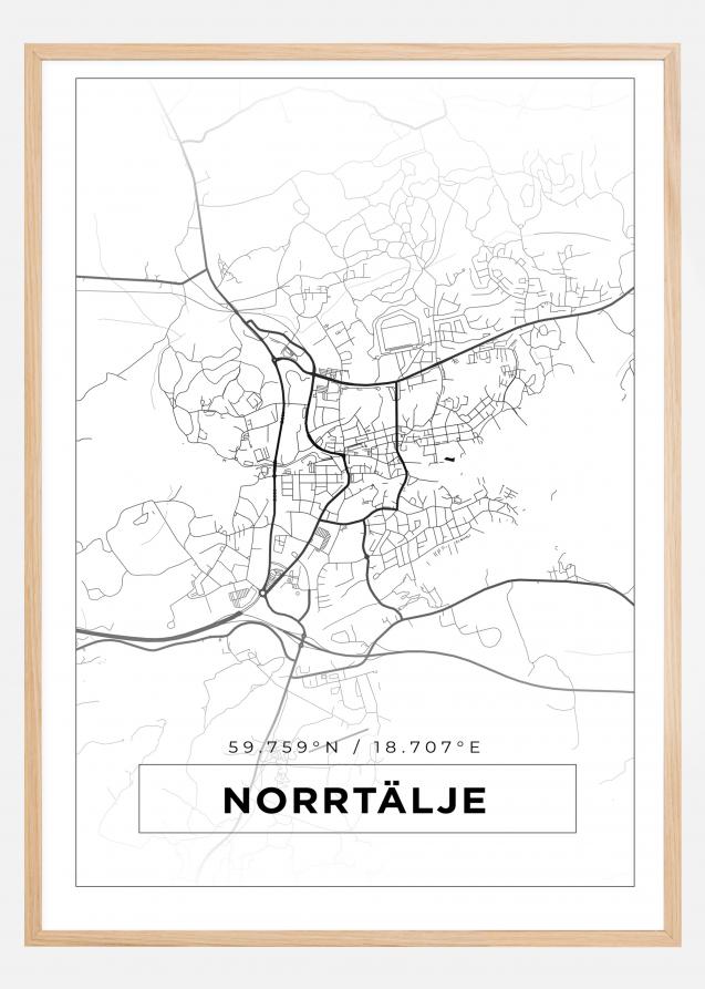 Mapa - Norrtälje - Cartaz Branco