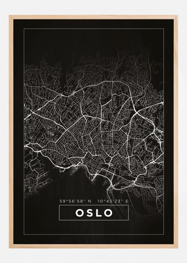 Mapa - Oslo - Preto Póster