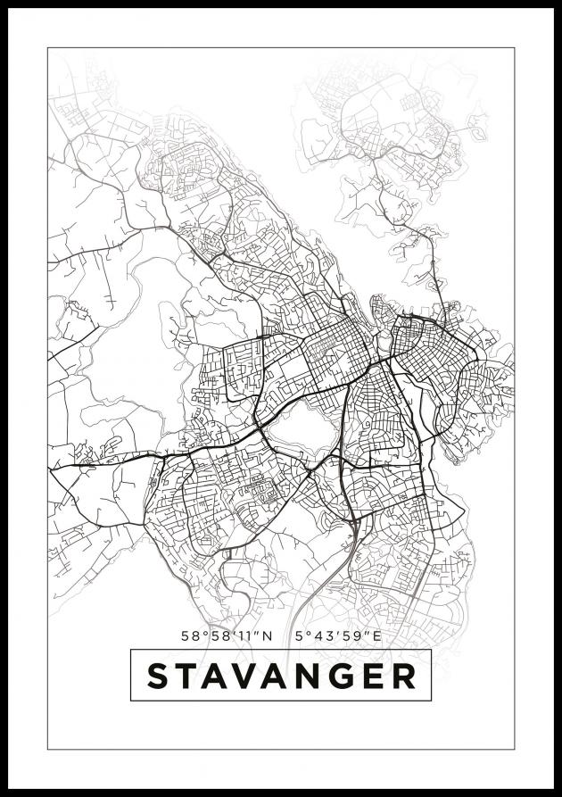 Mapa - Stavanger - Cartaz Branco