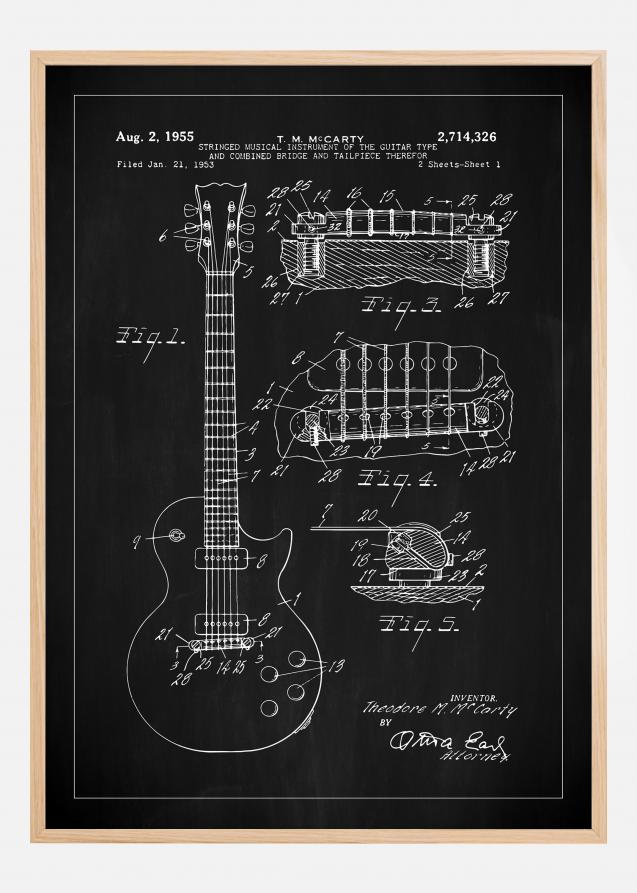 Desenho de patentes - Guitarra elétrica I - Preto Póster
