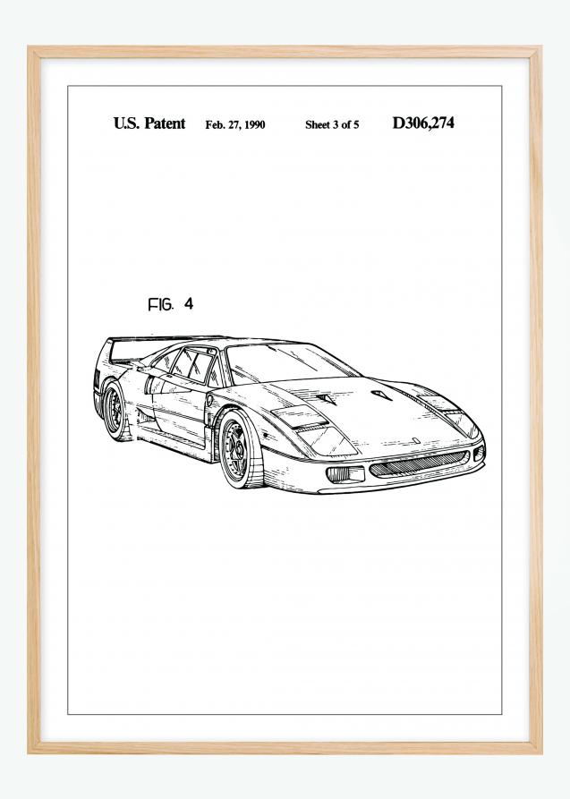 Desenho de patentes - Ferrari F40 II Póster