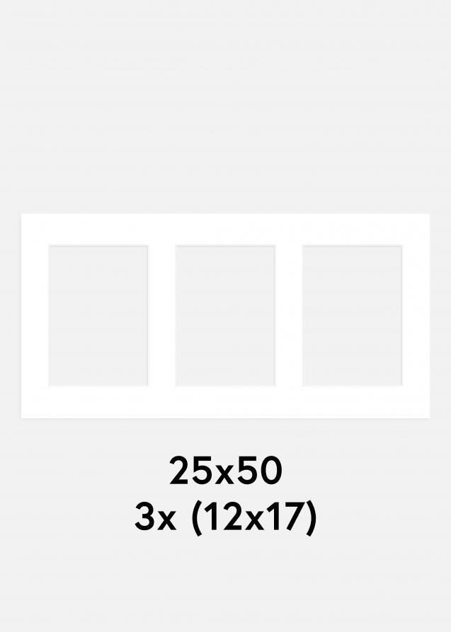 Passe-partout Branco 25x50 cm - Passe-partout p/ conjunto de 3 fotos (12x17 cm)