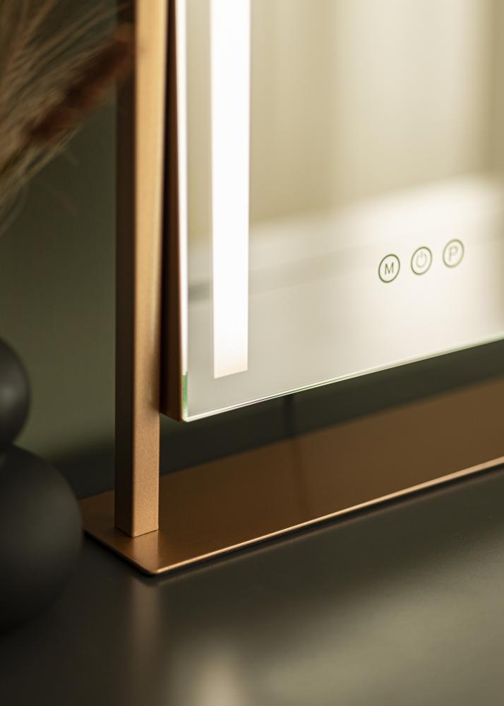 KAILA Espelho para toucador stand LED Ouro rosado 30x41 cm