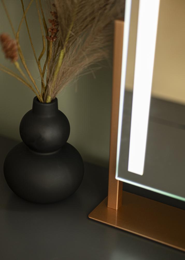 KAILA Espelho para toucador stand LED Ouro rosado 30x41 cm