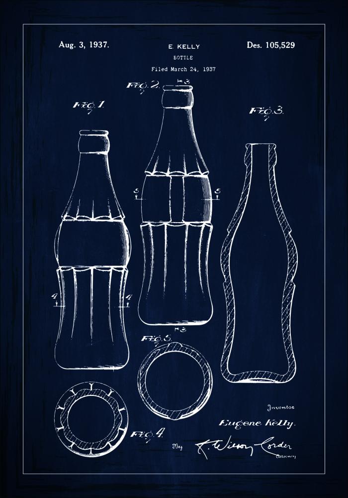 Desenho de patentes - Garrafa de Coca-Cola - Azul Pster