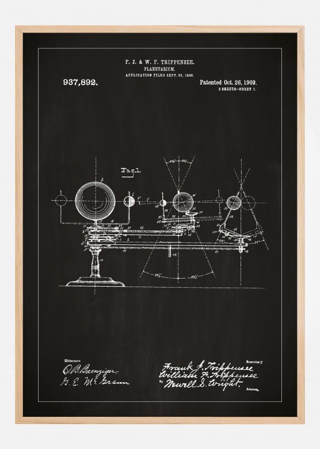 Desenho de patentes - Planetário - Preto Póster