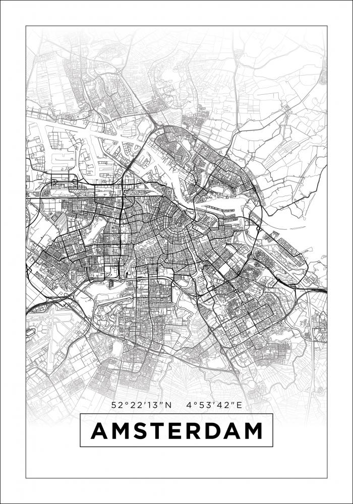 Mapa - Amsterdam - Branco Pster
