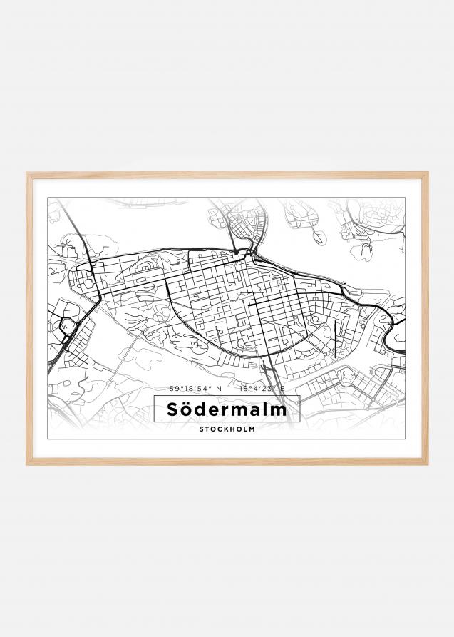 Mapa - Södermalm - Cartaz Branco