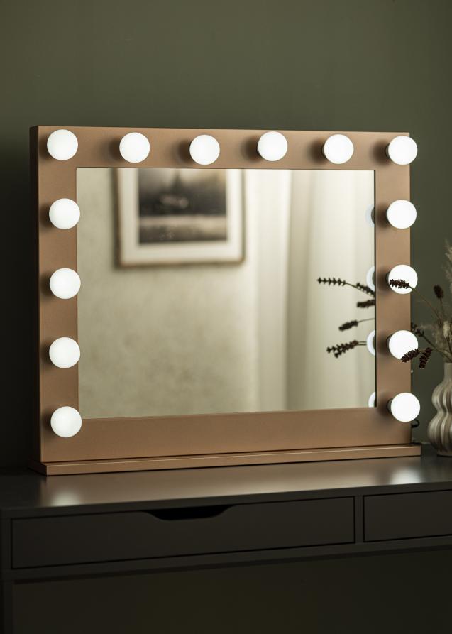 KAILA Espelho para toucador Hollywood 14 E27 Ouro rosado 80x65 cm