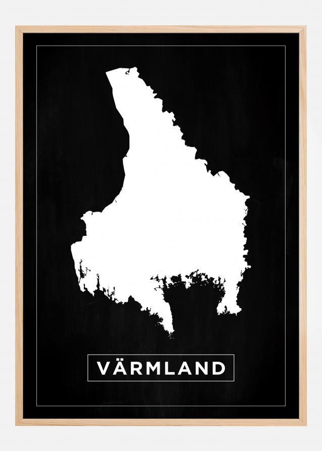 Mapa - Värmland - Cartaz Preto