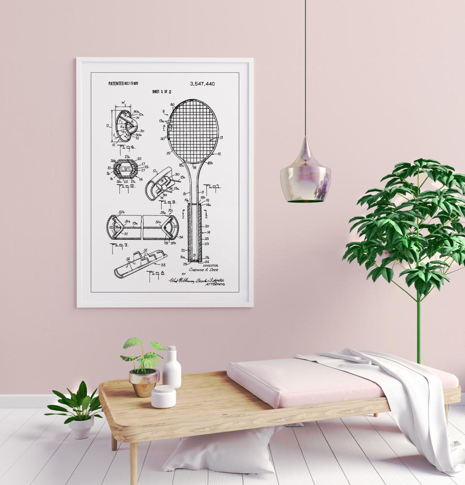 Patent Print - Tennis Racket - White Pster