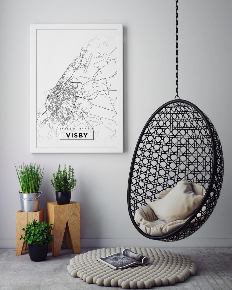 Mapa - Visby - Cartaz Branco