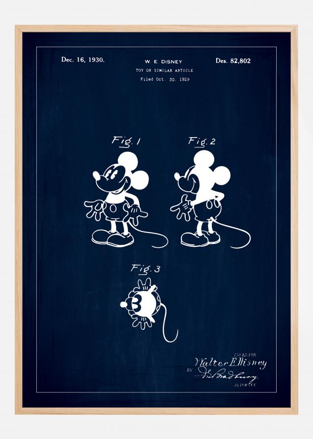 Desenho de patentes - Disney - Rato Mickey - Azul Póster