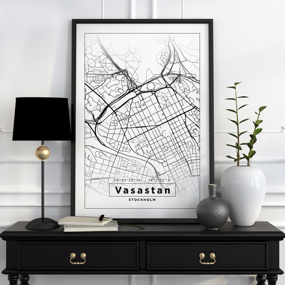 Mapa - Vasastan - Cartaz Branco