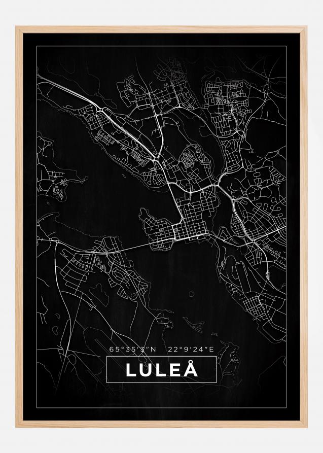 Mapa - Luleå - Cartaz Preto
