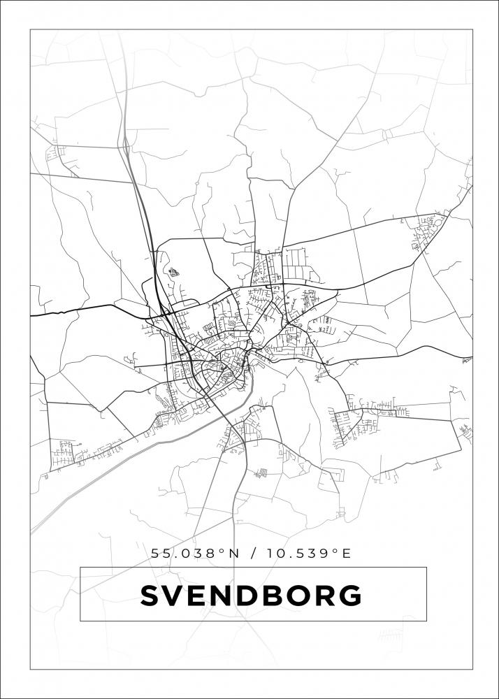 Mapa - Svendborg - Cartaz Branco