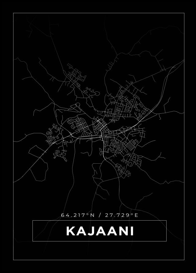 Mapa - Kajaani - Cartaz Preto