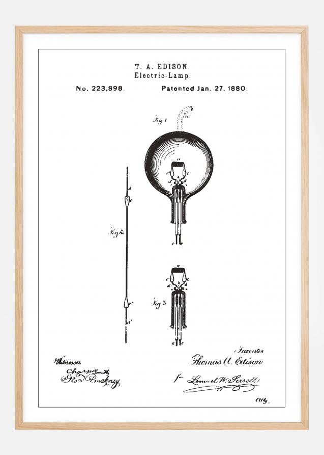 Desenho de patentes - Lâmpada B - Branco Póster