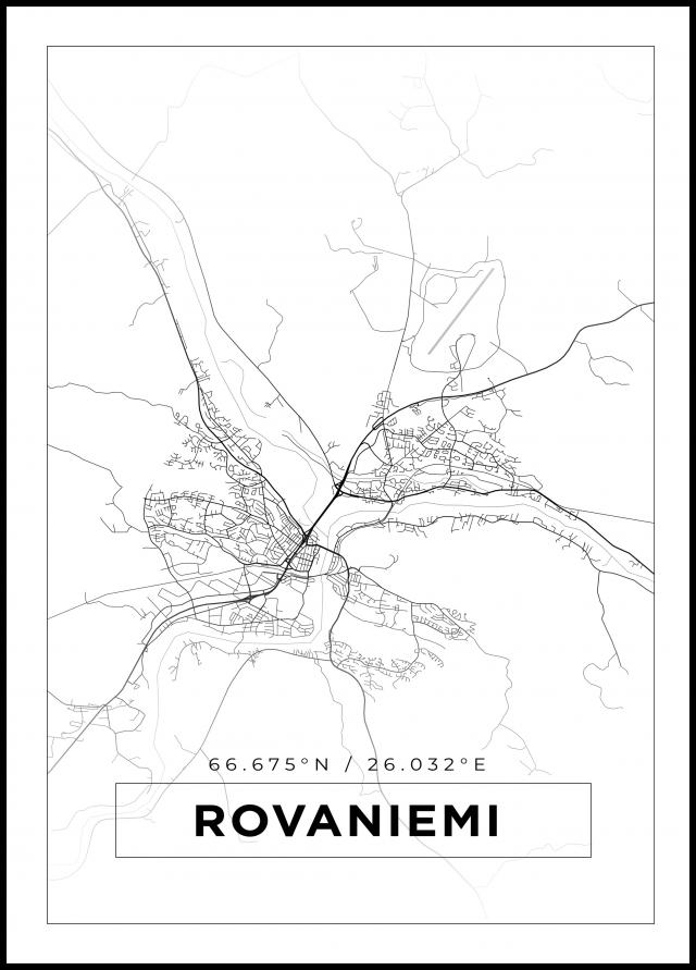 Mapa - Rovaniemi - Cartaz Branco