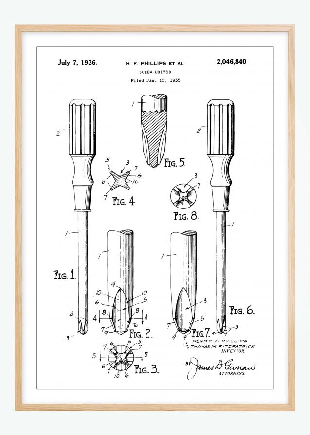 Desenho de patentes - Chave de parafusos Póster