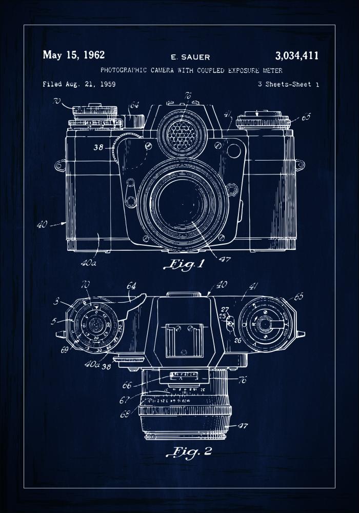 Desenho de patentes - Mquina fotogrfica I - Azul Pster