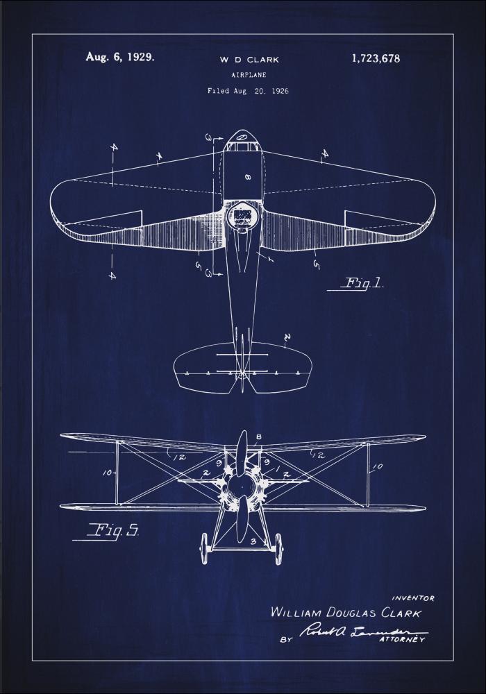 Desenho de patentes - Avio - Azul Pster