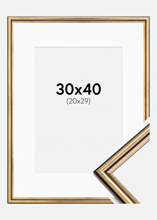 Moldura Horndal Dourado 30x40 cm - Passe-partout Branco 21x30 cm