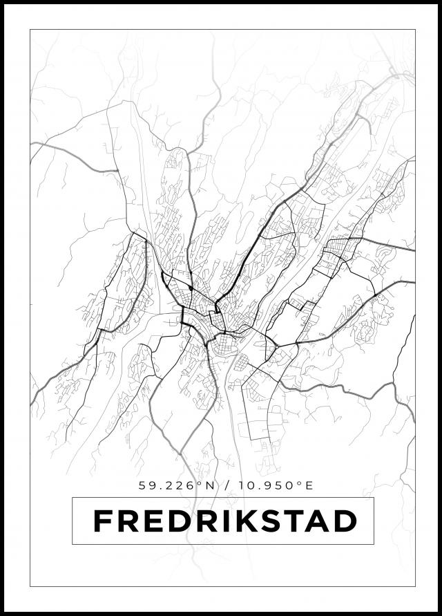 Mapa - Fredrikstad - Cartaz Branco