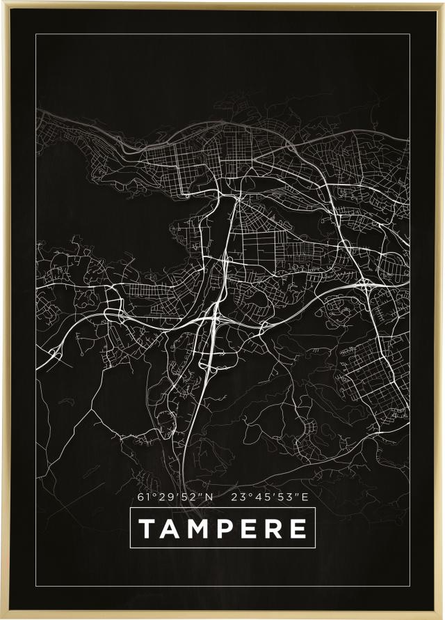 Mapa - Tampere - Cartaz Preto