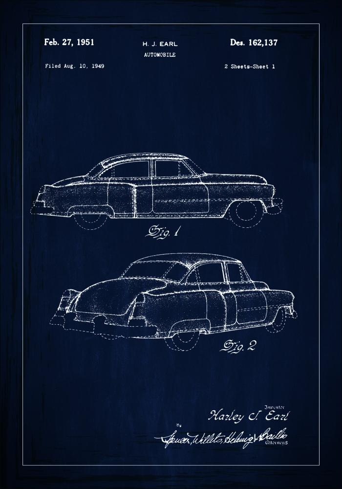 Desenho de patentes - Cadillac I - Azul Pster