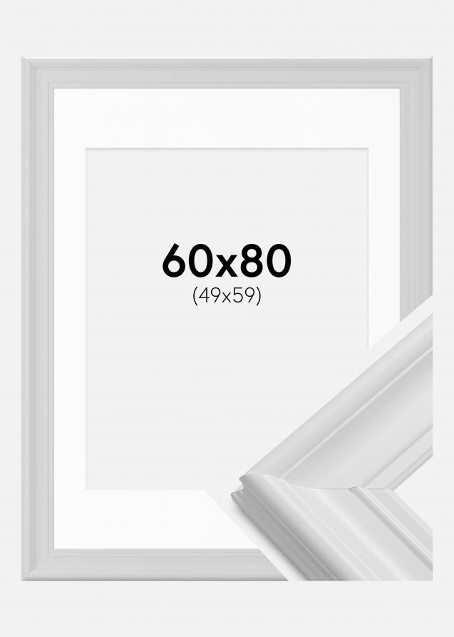 Moldura Mora Premium Branco 60x80 cm - Passe-partout Branco 50x60 cm