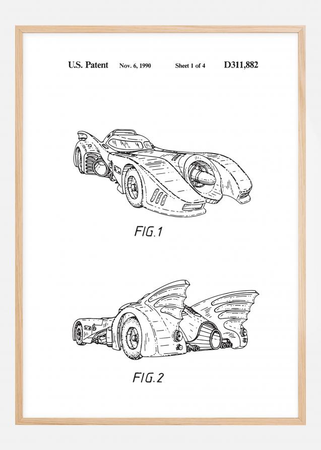 Desenho de patentes - Batman - Batmobile 1990 I Póster