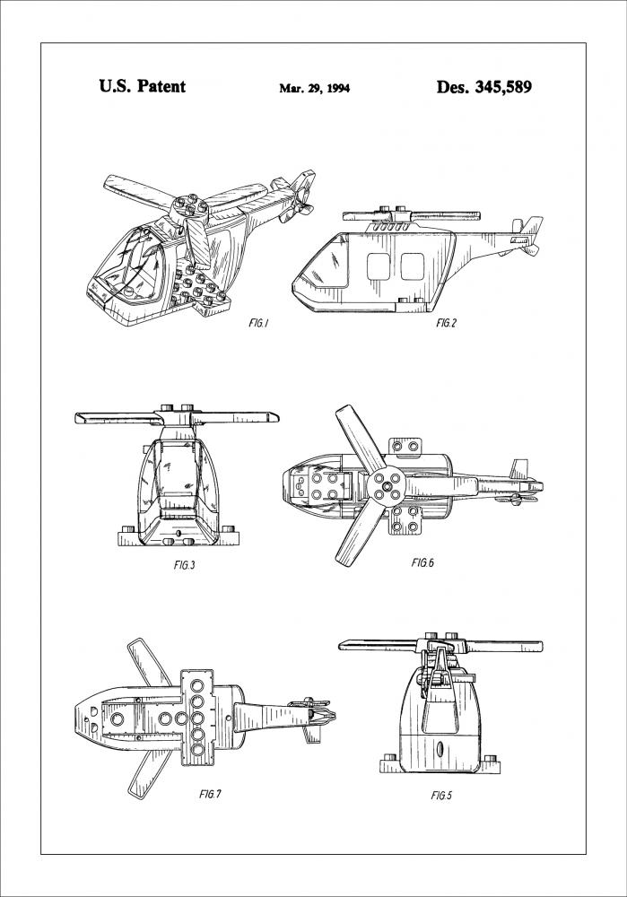 Patent Print - Lego Helicopter - White Pster