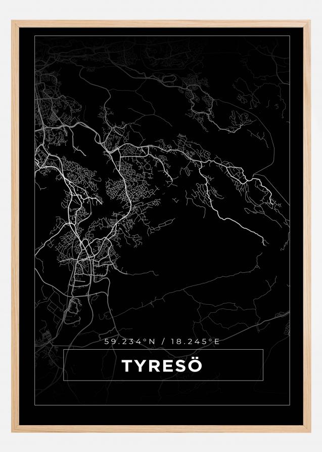 Mapa - Tyresö - Cartaz Preto