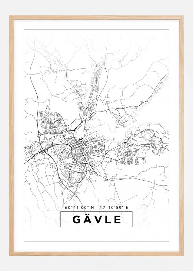 Mapa - Gävle - Cartaz Branco