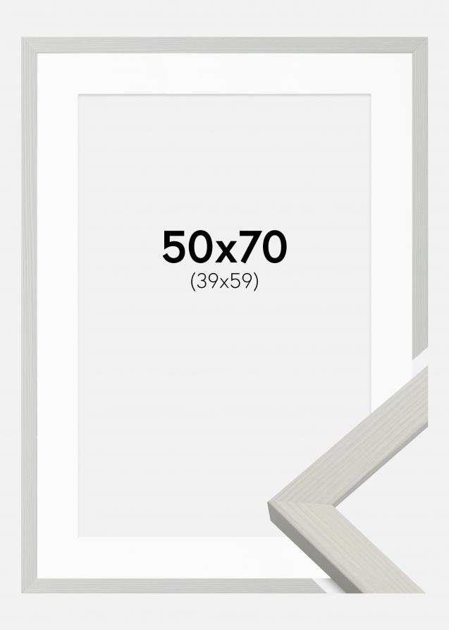 Moldura Fiorito Branco 50x70 cm - Passe-partout Branco 40x60 cm