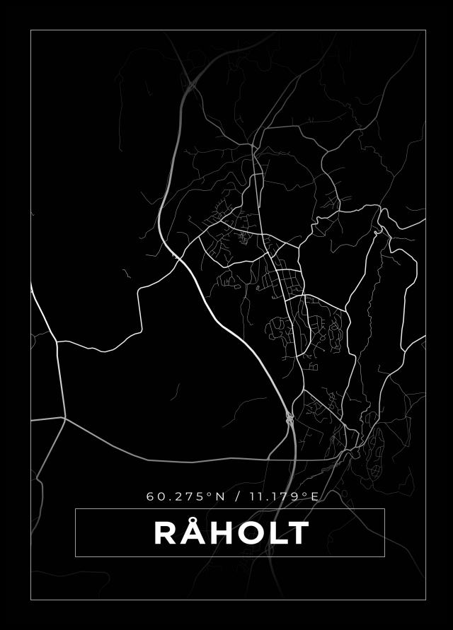 Mapa - Råholt - Cartaz Preto