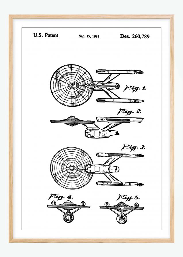 Desenho de patentes - Star Trek - USS Enterprise Póster