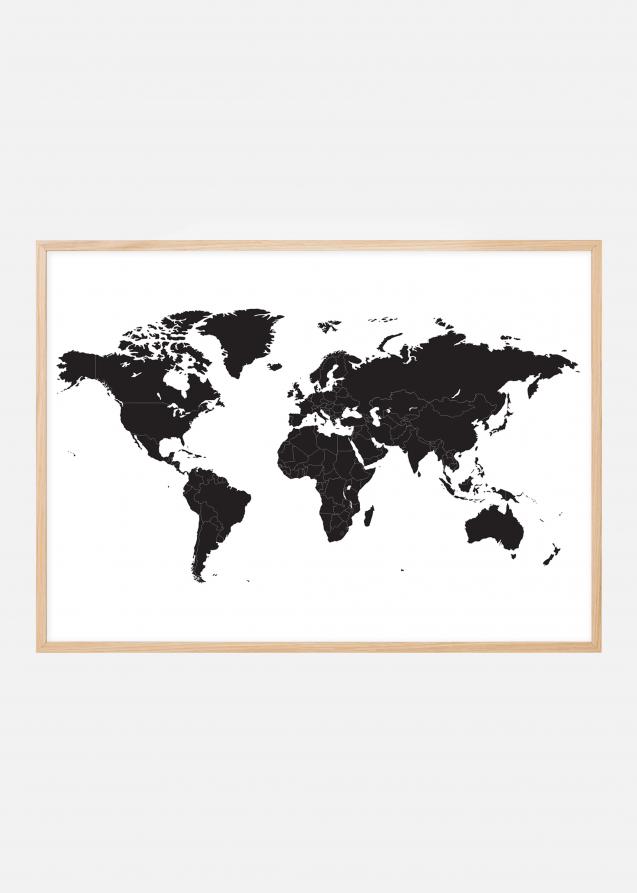 Mapa-mundo - Preto Póster